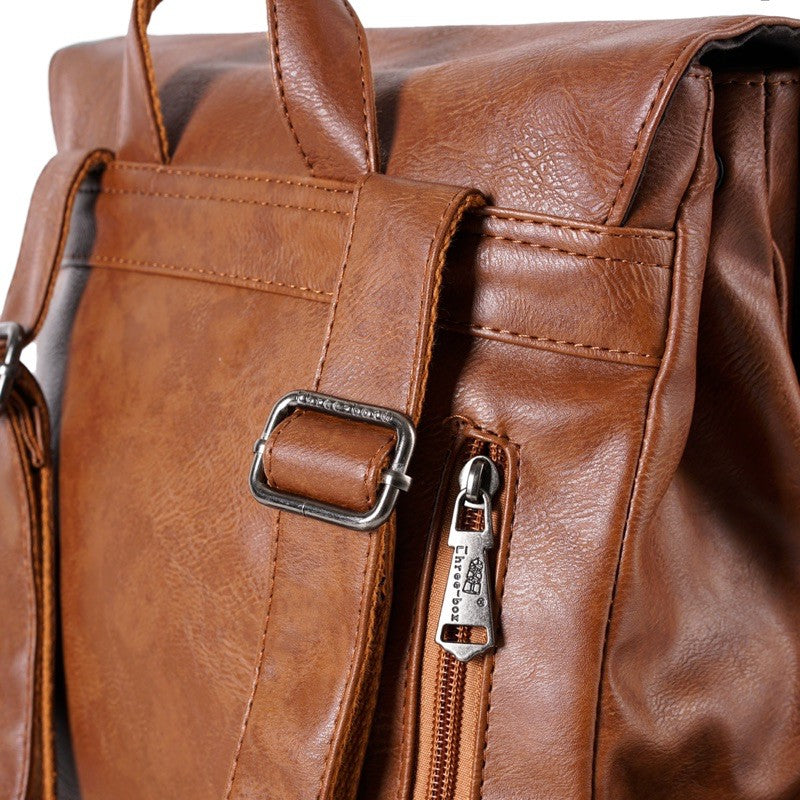 THREE-BOX Classic Chic Leather Backpack