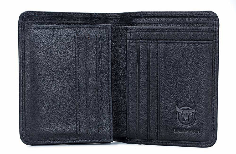 BULLCAPTAIN Trifold Wallets Genuine Leather Multi Card Wallet
