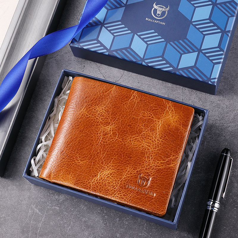 BULLCAPTAIN Bi-Fold Wallet Genuine Leather Multi Card Holder Wallet
