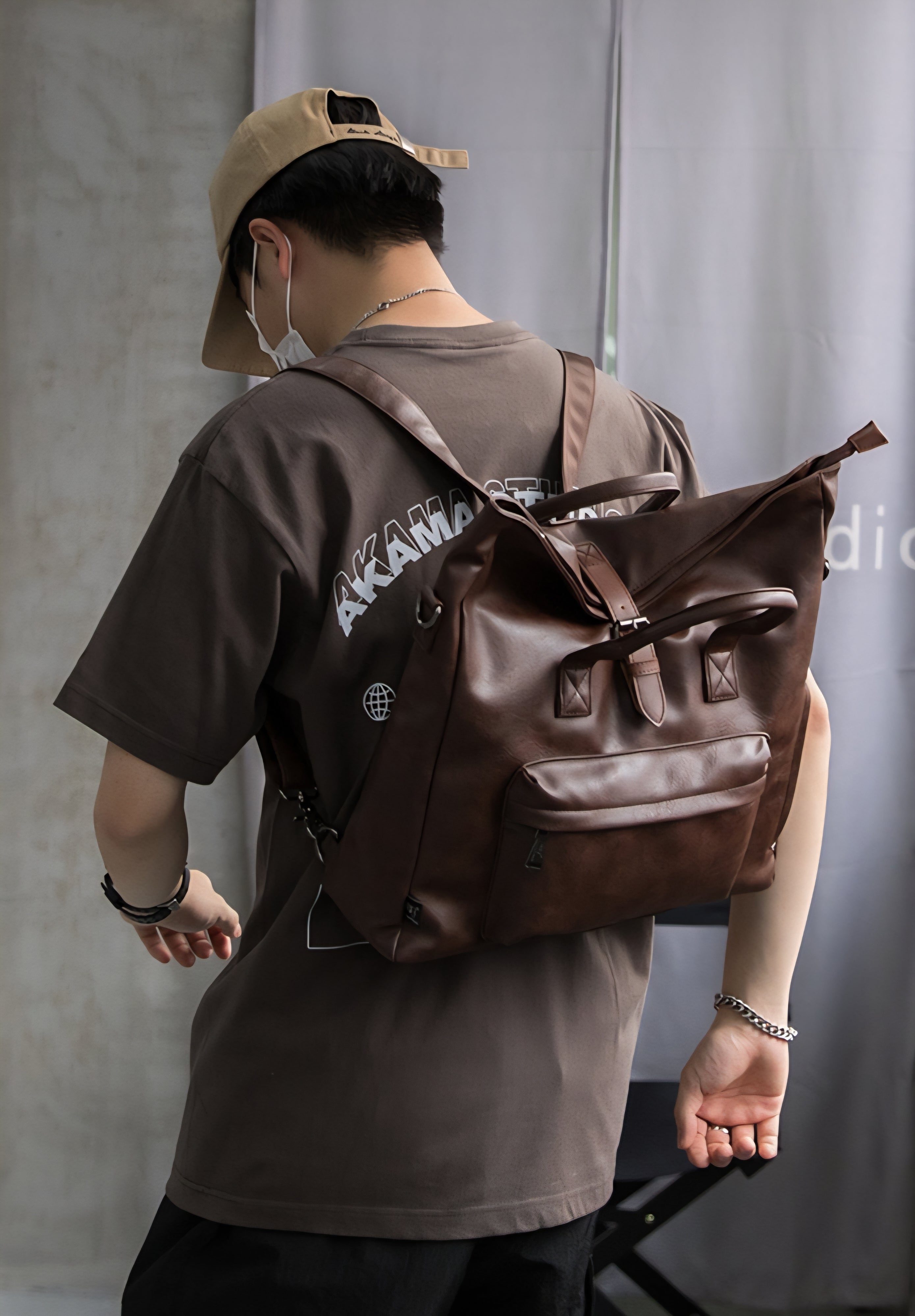 THREE-BOX 2-way Roll-Top Backpack / Shoulder Bag Casual Look