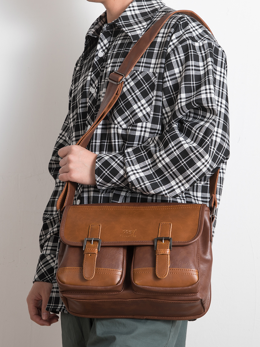 THREE-BOX Mini-Messenger / Cross-Body Bag Leather Shoulder Bag