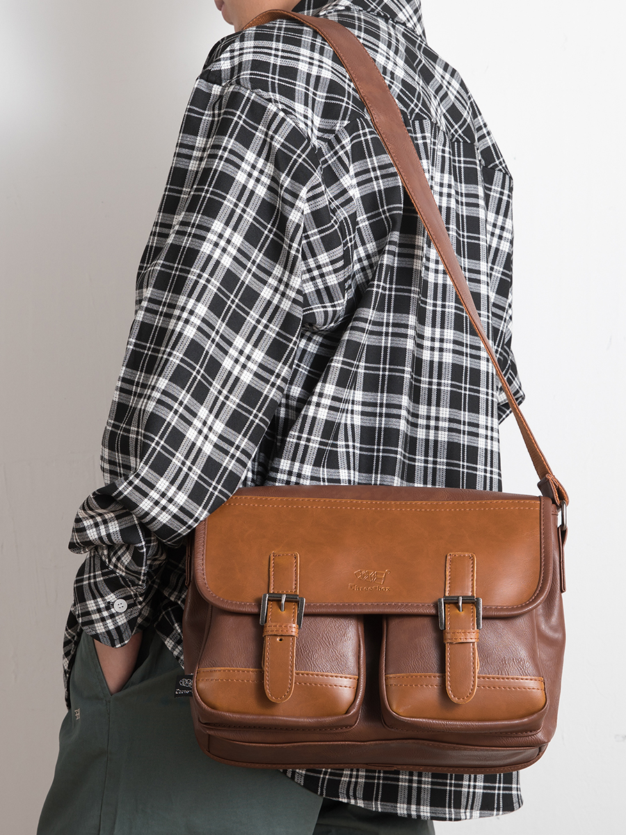 THREE-BOX Mini-Messenger / Cross-Body Bag Leather Shoulder Bag