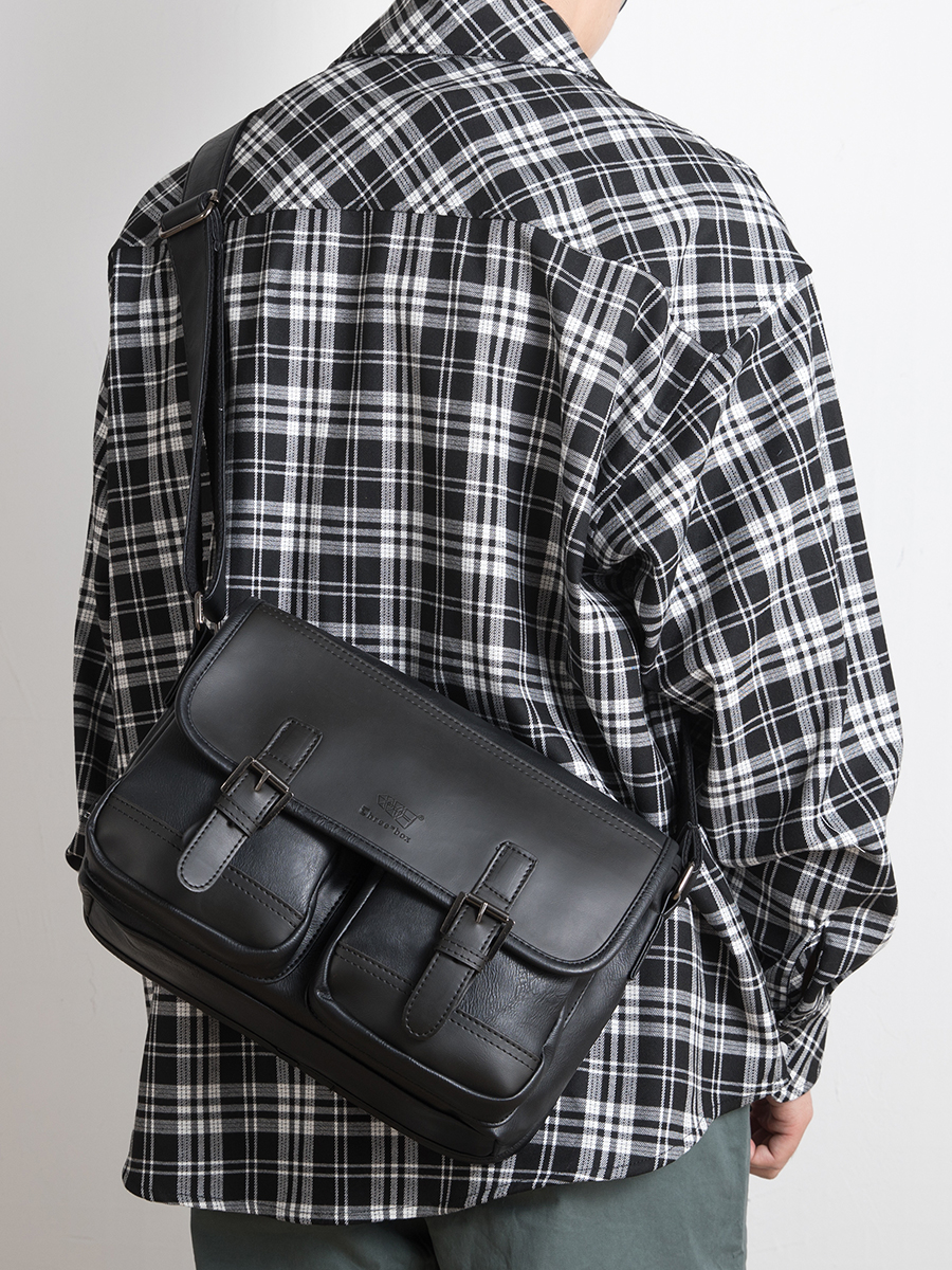 THREE-BOX Mini-Messenger / Cross-Body Bag Leather Shoulder Bag