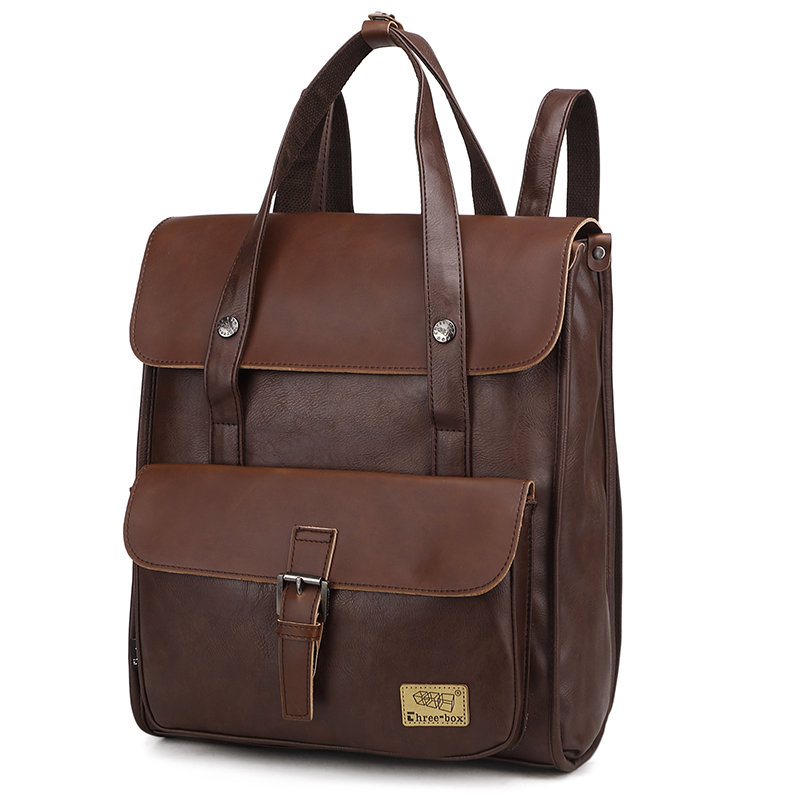 THREE-BOX Saudi Backpack Leather 14" Laptop Backpack