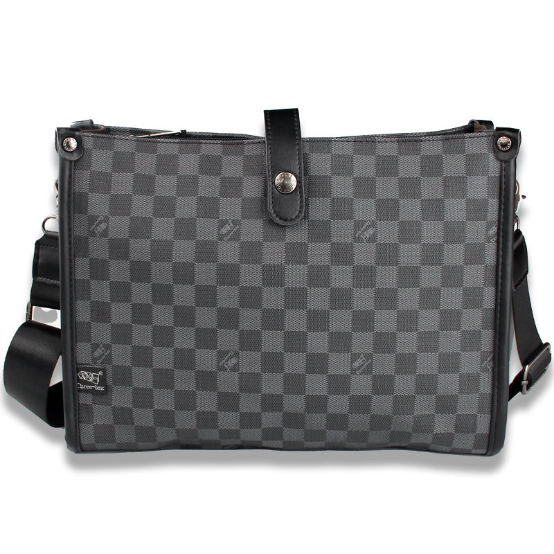 THREE-BOX Damier Cross-body Bag Leather Shoulder Bag