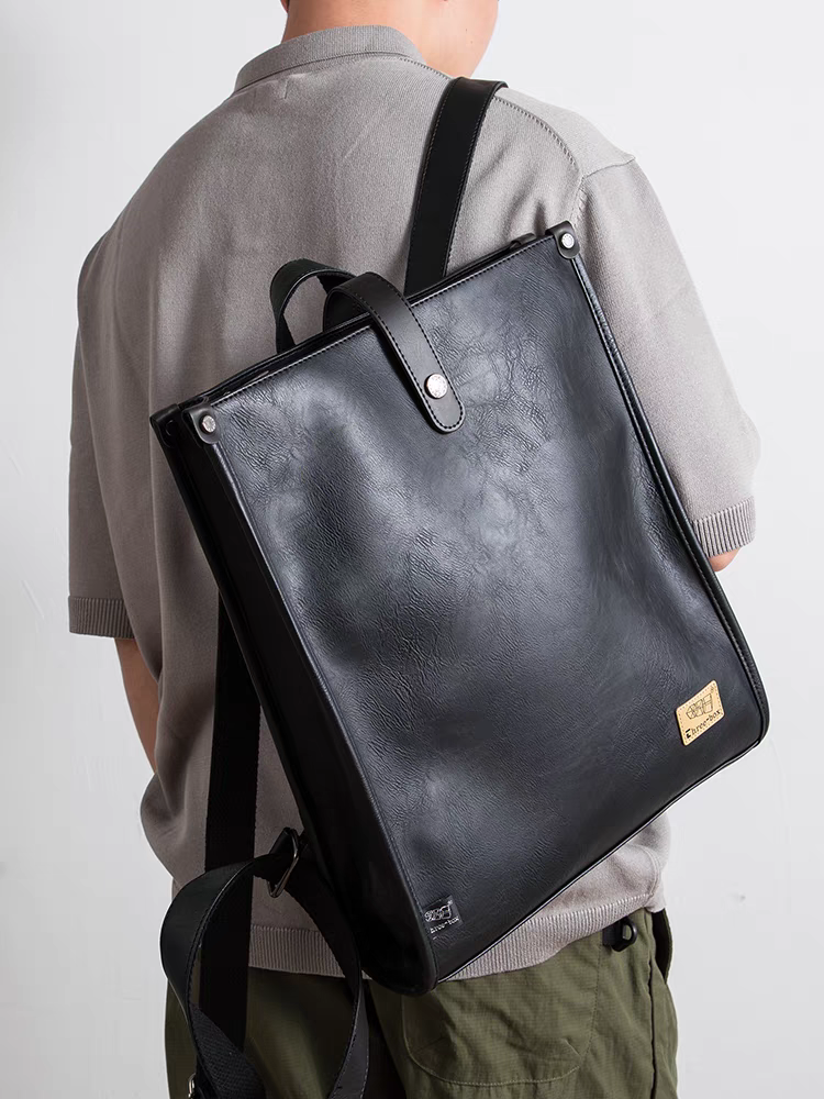 THREE-BOX Unique Fashionable Leather Backpack