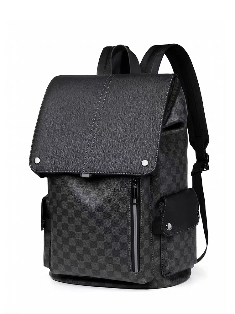 Damier 15.6" Backpack Leather Laptop Large Capacity Backpack